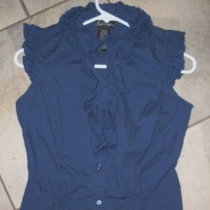 Susie Rose Navy Blue Cotton Sleeveless Blouse S